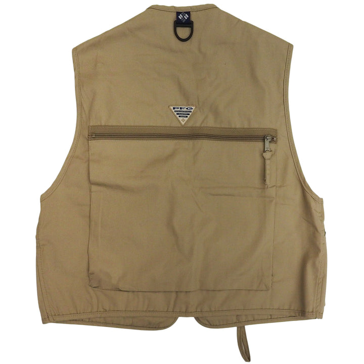 未使用品▲Columbia コロンビア ヴィンテージ 90s デッドストック ロゴワッペン付 PFG フィッシングベスト ベージュ M メンズ