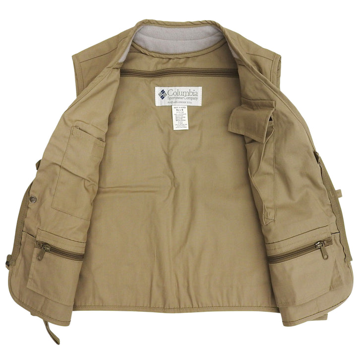 未使用品▲Columbia コロンビア ヴィンテージ 90s デッドストック ロゴワッペン付 PFG フィッシングベスト ベージュ M メンズ