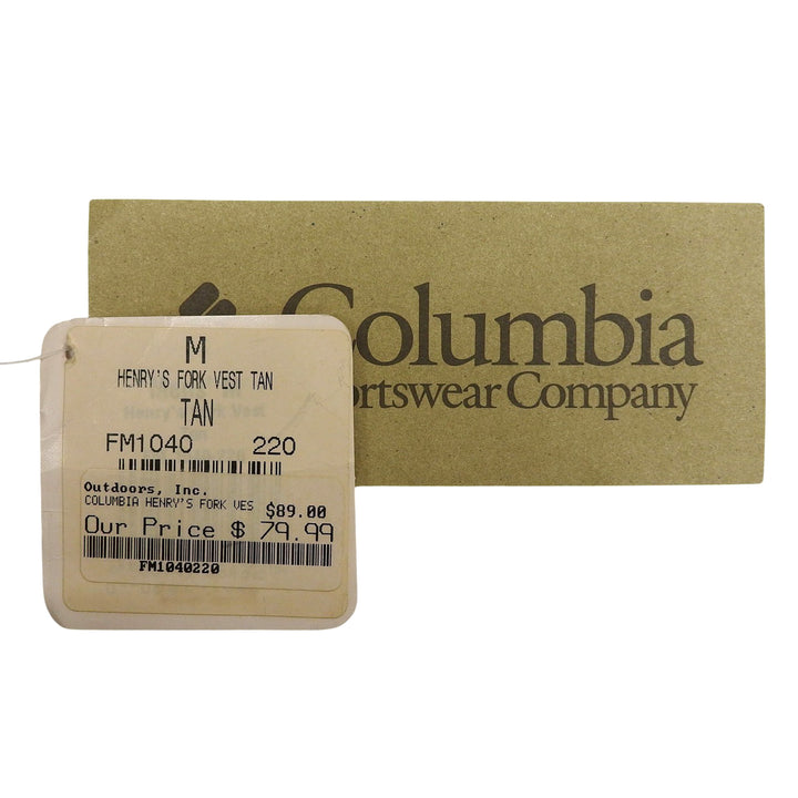 未使用品▲Columbia コロンビア ヴィンテージ 90s デッドストック ロゴワッペン付 PFG フィッシングベスト ベージュ M メンズ