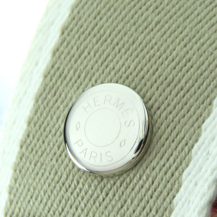 極美品◇HERMES エルメス ブリッド・ア・ブラック GM コットン100％ Hロゴ セリエボタン ハンドバッグ/ポーチ アイボリー フランス製