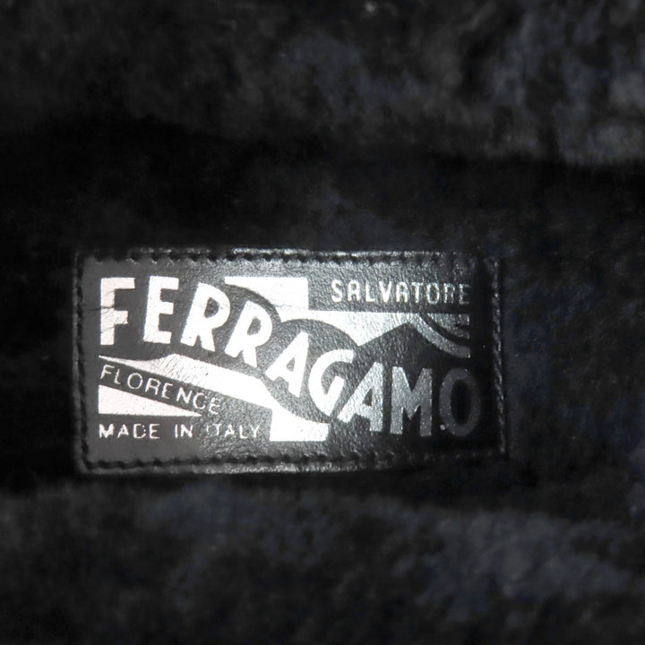 極美品◇Salvatore Ferragamo サルヴァトーレフェラガモ SL09766 レザー切替 ムートン ハイカットスニーカー 黒 7.5 保存袋付 イタリア製