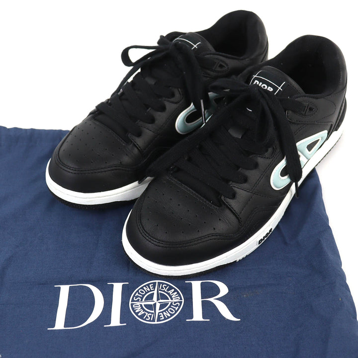 美品△DIOR STONE ISLAND ディオール オム ストーンアイランド 24SS 1947足限定 B57 レザー スニーカー ブラック 39 保存袋付き 伊製