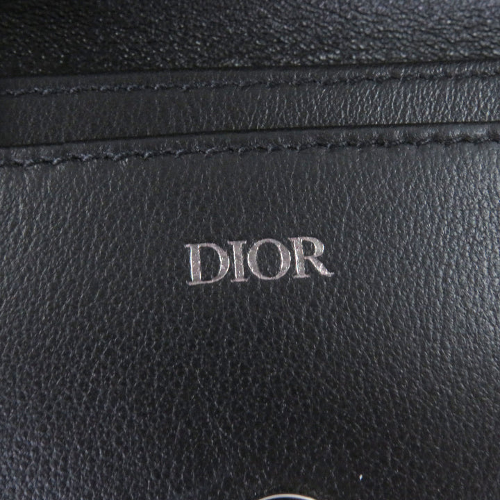 美品□DIOR ディオール オム キャンバス レザー オブリーク ショルダーストラップ ナノポーチ ベージュ ネイビー 箱付 イタリア製 メンズ