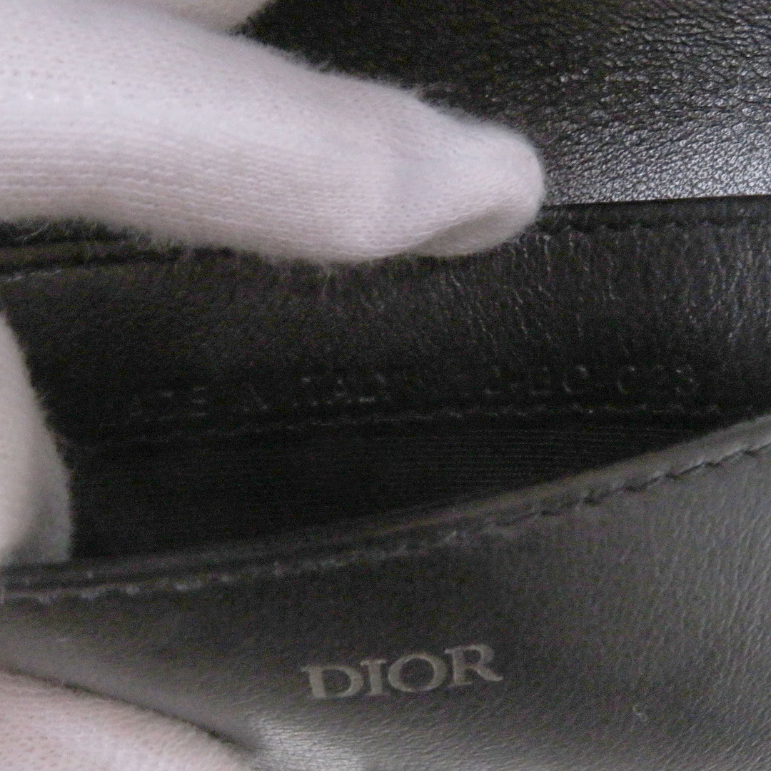 美品□DIOR ディオール オム キャンバス レザー オブリーク ショルダーストラップ ナノポーチ ベージュ ネイビー 箱付 イタリア製 メンズ