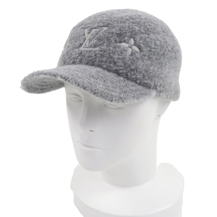 極美品◇LOUIS VUITTON ルイヴィトン M7251L キャップ･ウールグラム モノグラム ハット グレー 箱・保存袋付き 伊製 正規品 レディース
