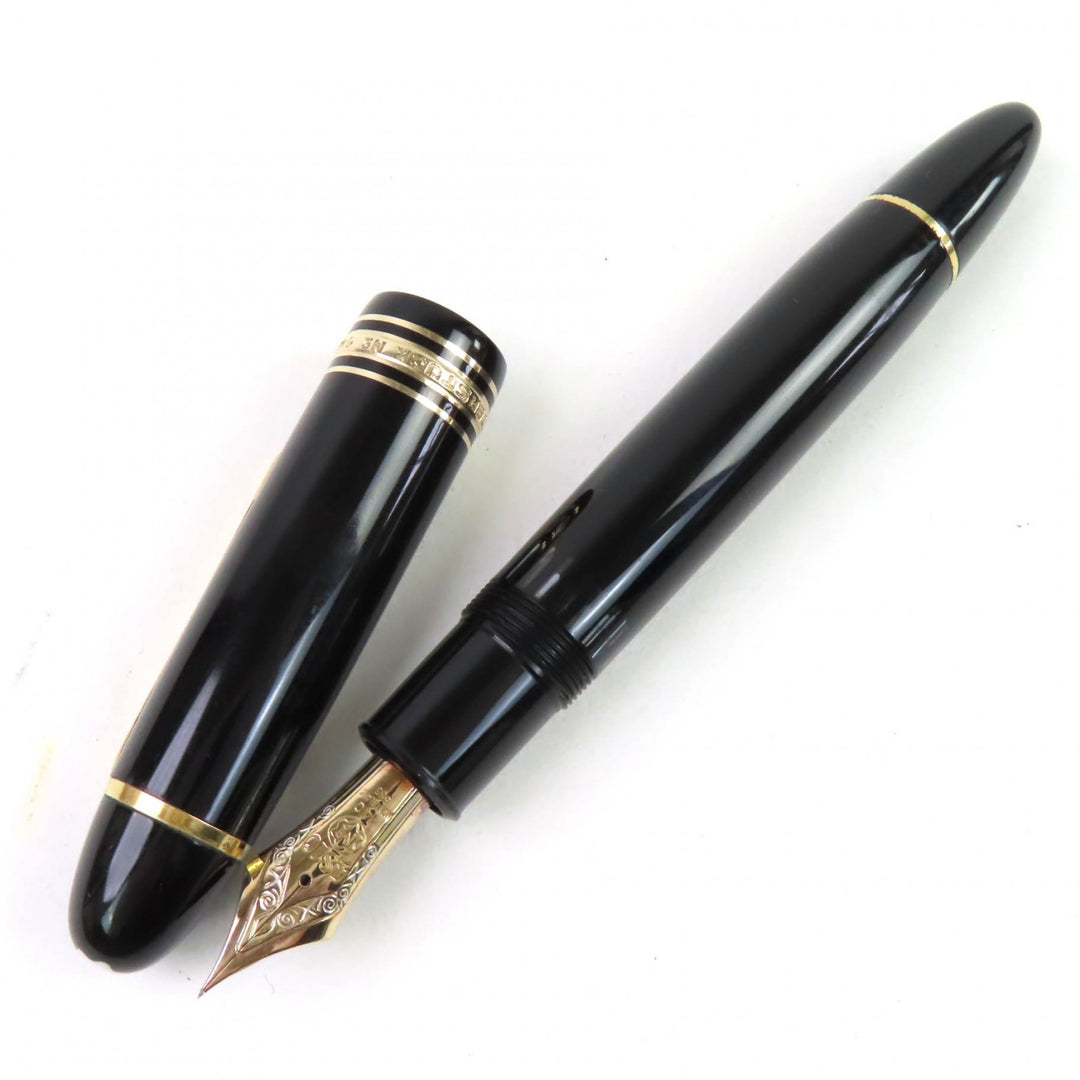 良品△MONTBLANC モンブラン マイスターシュテュック149 ペン先14K EFニブ ホワイトスター 万年筆 ブラックゴールド ドイツ製 メンズ