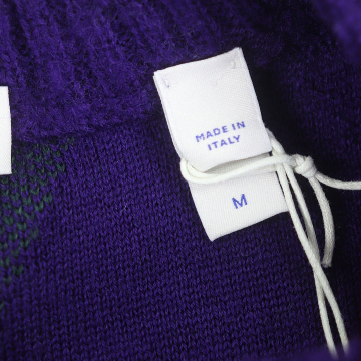 未使用品▼BURBERRY バーバリー 8077214 ウール100% ロゴ入り タッセル付き アーガイル柄 クルーネック ニットセーター M 正規品 メンズ
