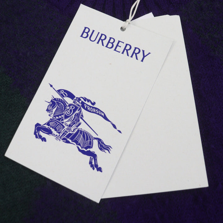 未使用品▼BURBERRY バーバリー 8077214 ウール100% ロゴ入り タッセル付き アーガイル柄 クルーネック ニットセーター M 正規品 メンズ