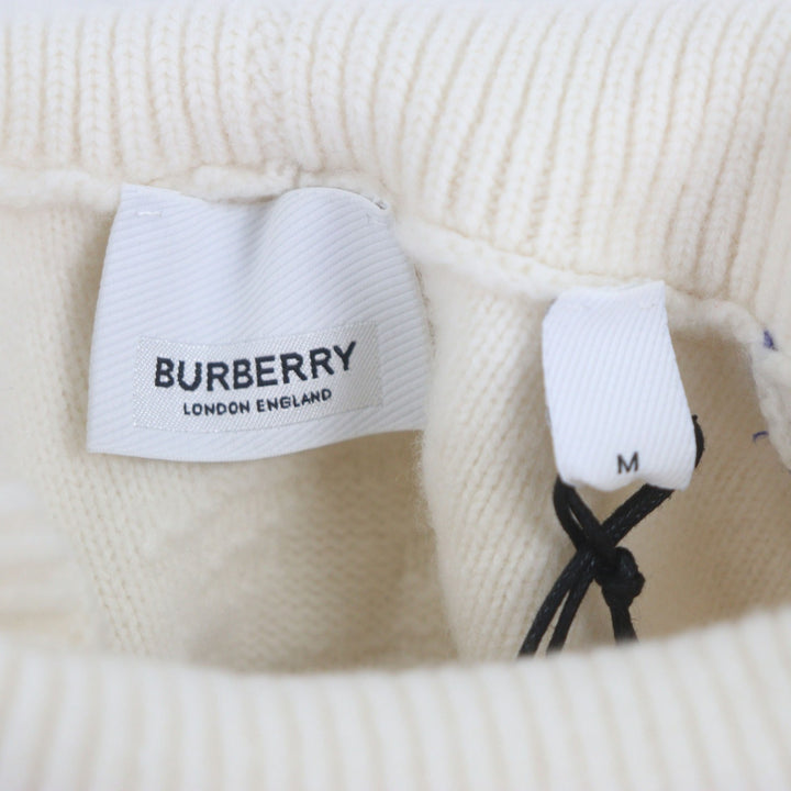 未使用品▼BURBERRY バーバリー 8072983 ウール カシミヤ ボトルネック 厚手 プルオーバー ニットセーター アイボリー M 正規品 メンズ