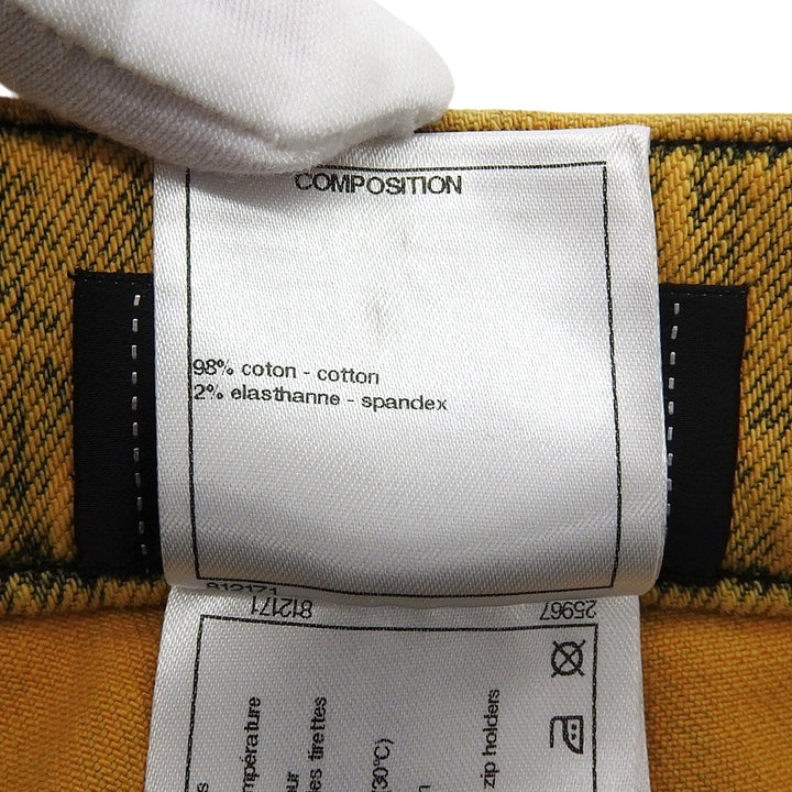 極美品▲CHANEL シャネル P49877 コットン ココマークボタン付き スキニー デニムパンツ イエロー系 34 イタリア製 レディース