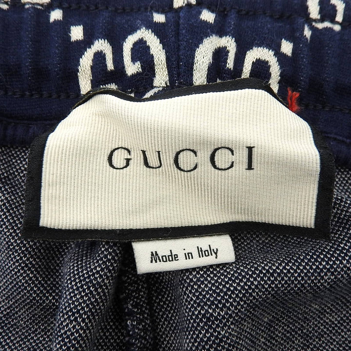 良品▲GUCCI グッチ 496920 コットン100％ GGジャガード サイドライン ジョギング パンツ ネイビー マルチ XL イタリア製 正規品 メンズ