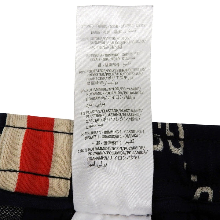 良品▲GUCCI グッチ 496920 コットン100％ GGジャガード サイドライン ジョギング パンツ ネイビー マルチ XL イタリア製 正規品 メンズ