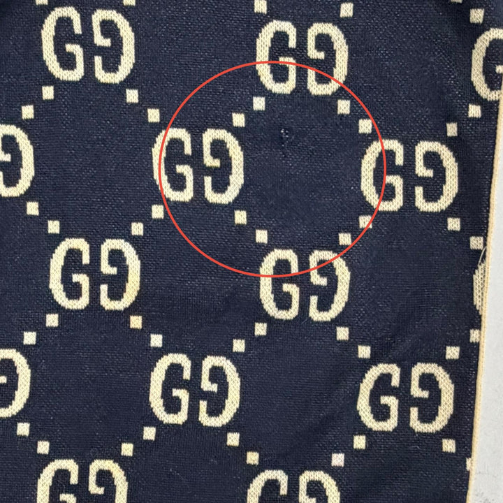 良品▲GUCCI グッチ 496920 コットン100％ GGジャガード サイドライン ジョギング パンツ ネイビー マルチ XL イタリア製 正規品 メンズ