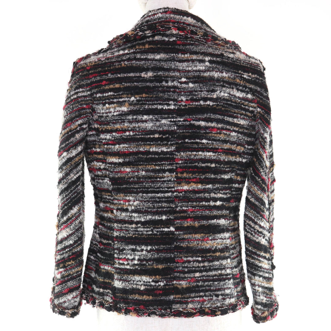極美品◇CHANEL シャネル P41820 ウール アルパカ混 裏地シルク100％ ココマークボタン付き ジャケット マルチ 34 フランス製 正規品