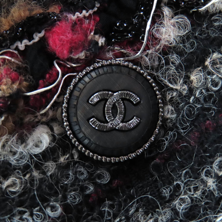 極美品◇CHANEL シャネル P41820 ウール アルパカ混 裏地シルク100％ ココマークボタン付き ジャケット マルチ 34 フランス製 正規品