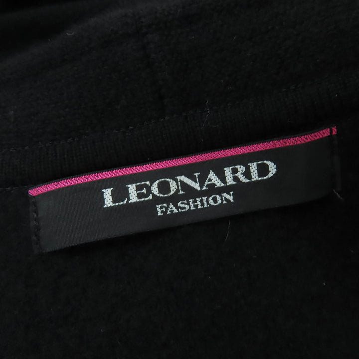 極美品☆LEONARD FASHION レオナール ファッション ウール100％ フォックスファー付 FOX コート ブラック 40 日本製 正規品 レディース