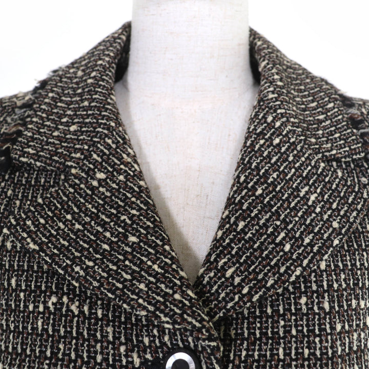 極美品☆CHANEL シャネル ヴィンテージ 03A P21954V12899 ウール ウッドシェルロゴボタン ツイード ジャケット ブラウン系 34 正規品