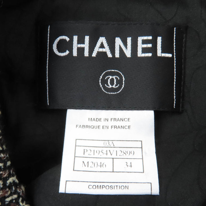 極美品☆CHANEL シャネル ヴィンテージ 03A P21954V12899 ウール ウッドシェルロゴボタン ツイード ジャケット ブラウン系 34 正規品