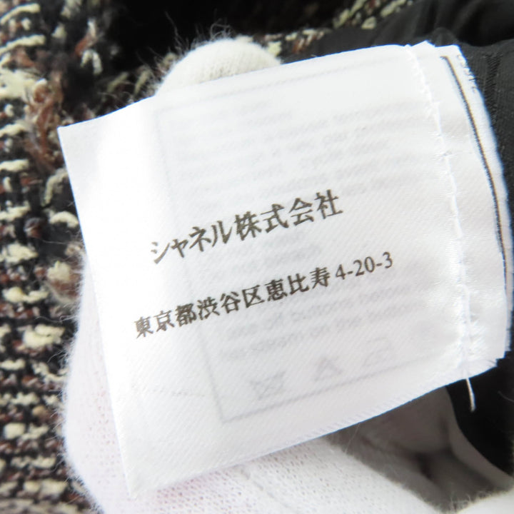 極美品☆CHANEL シャネル ヴィンテージ 03A P21954V12899 ウール ウッドシェルロゴボタン ツイード ジャケット ブラウン系 34 正規品