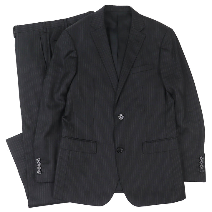 極美品△BURBERRY BLACK LABEL バーバリーブラックレーベル ウール ストライプ シングルジャケット パンツ スーツ セットアップ S/73
