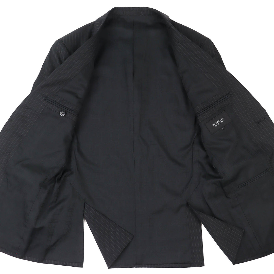極美品△BURBERRY BLACK LABEL バーバリーブラックレーベル ウール ストライプ シングルジャケット パンツ スーツ セットアップ S/73