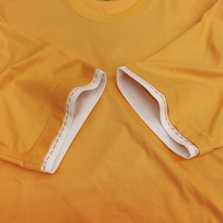 未使用品▲HERMES エルメス 23SS コットン100％ 袖切替デザイン クルーネック 半袖Ｔシャツ オレンジ M イタリア製 正規品 メンズ