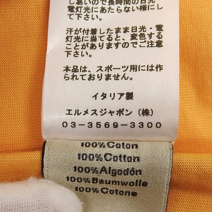 未使用品▲HERMES エルメス 23SS コットン100％ 袖切替デザイン クルーネック 半袖Ｔシャツ オレンジ M イタリア製 正規品 メンズ