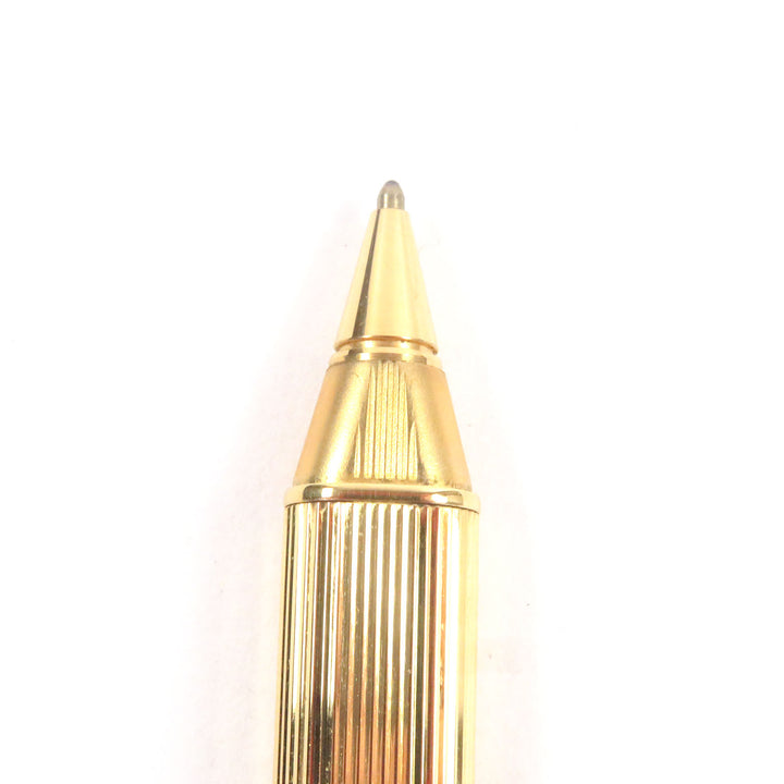 美品□Cartier カルティエ ヴィンテージ トリニティ ストライプ柄 キャップ式 ボールペン ステーショナリー ゴールド メンズオススメ