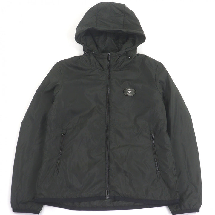極美品□EMPORIO ARMANI エンポリオ アルマーニ 20AW 黒タグ ロゴワッペン ナイロンパーカー ブルゾンジャケット カーキ S 正規品 メンズ