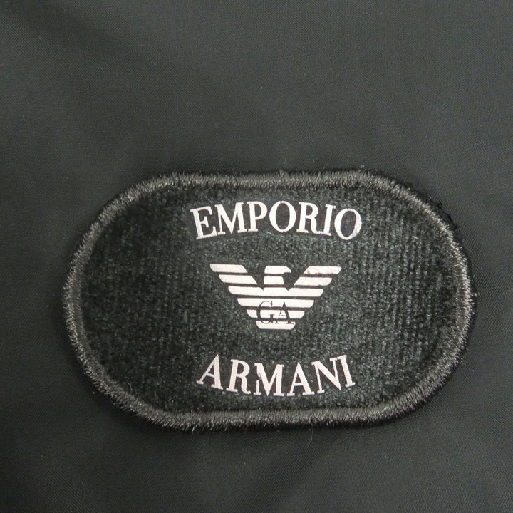 極美品□EMPORIO ARMANI エンポリオ アルマーニ 20AW 黒タグ ロゴワッペン ナイロンパーカー ブルゾンジャケット カーキ S 正規品 メンズ