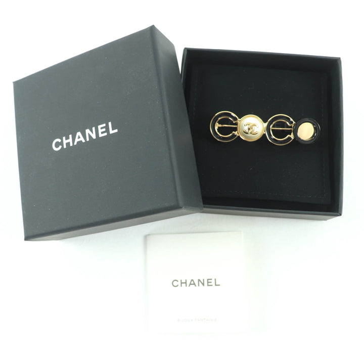 極美品☆CHANEL シャネル B24B ココマーク フェイクパール付 COCO ブローチ ブラック ゴールド 箱付き イタリア製 レディース