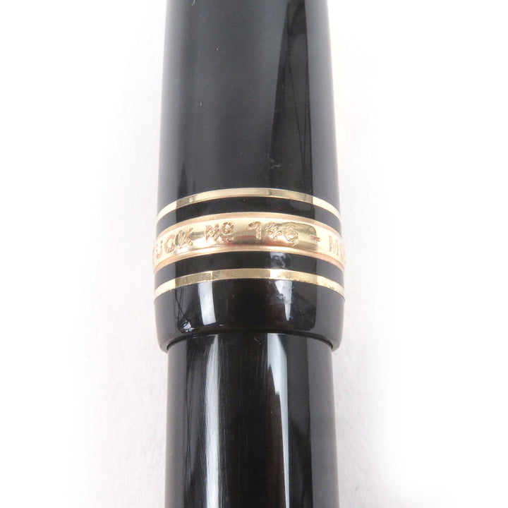 良品□MONTBLANC モンブラン マイスターシュテュック 146 キャップ式 ペン先14K Fニブ 万年筆 ブラック ドイツ製 メンズ オススメ◎