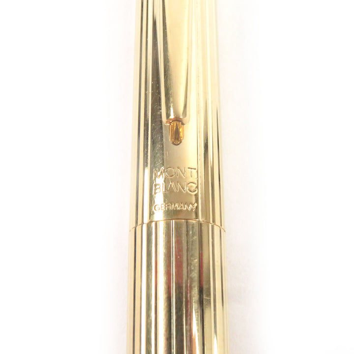 美品□MONTBLANC モンブラン ヴィンテージ ノブレス ペン先14K EFニブ ストライプ柄 キャップ式 万年筆 ステーショナリー ゴールド