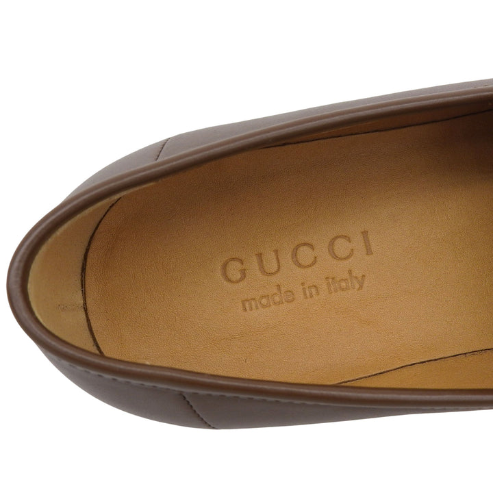 未使用品▲GUCCI グッチ 714680 Gロゴ金具 キルトタッセル レザーローファー ブラウン ゴールド金具 7 箱・保存袋付き イタリア製 メンズ