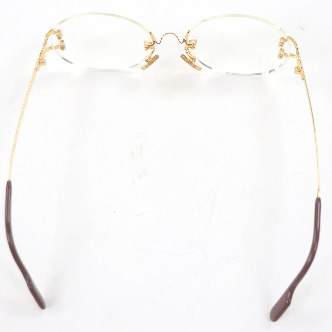 美品□Cartier カルティエ Cロゴ オーバルレンズ ツーポイント リムレス メガネ 眼鏡 アイウェア ゴールド ボルドー □16 度入り 仏製