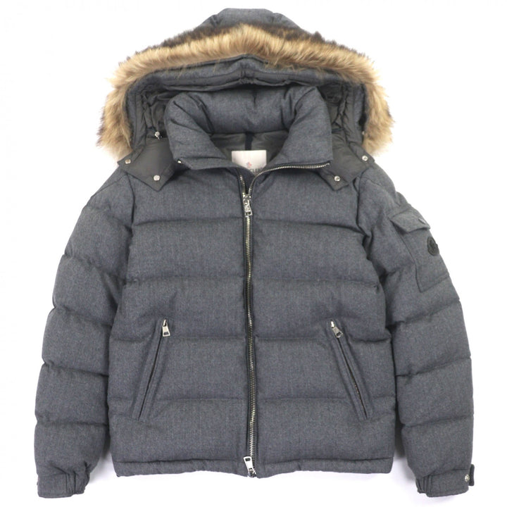 美品▼MONCLER モンクレール 19-20AW ALLEMAND レザーロゴワッペン付き フーデッド マーモットファー WZIPUP ダウンジャケット 1　正規品