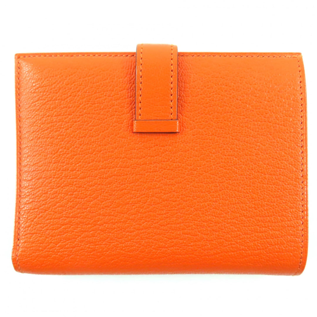 未使用品◇HERMES エルメス ベアンコンパクト シェーブル シルバー金具 2025年購入 コンパクトウォレット 二つ折り財布 オレンジ W刻印
