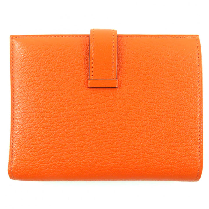 未使用品◇HERMES エルメス ベアンコンパクト シェーブル シルバー金具 2025年購入 コンパクトウォレット 二つ折り財布 オレンジ W刻印
