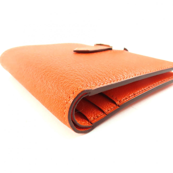 未使用品◇HERMES エルメス ベアンコンパクト シェーブル シルバー金具 2025年購入 コンパクトウォレット 二つ折り財布 オレンジ W刻印