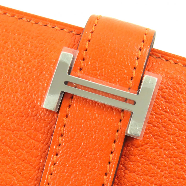 未使用品◇HERMES エルメス ベアンコンパクト シェーブル シルバー金具 2025年購入 コンパクトウォレット 二つ折り財布 オレンジ W刻印