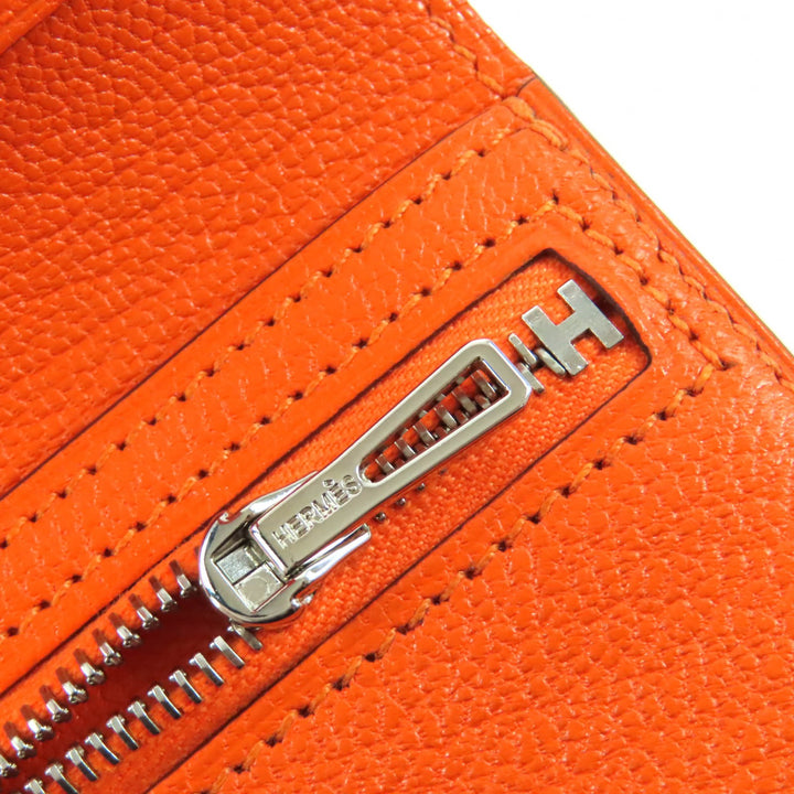 未使用品◇HERMES エルメス ベアンコンパクト シェーブル シルバー金具 2025年購入 コンパクトウォレット 二つ折り財布 オレンジ W刻印
