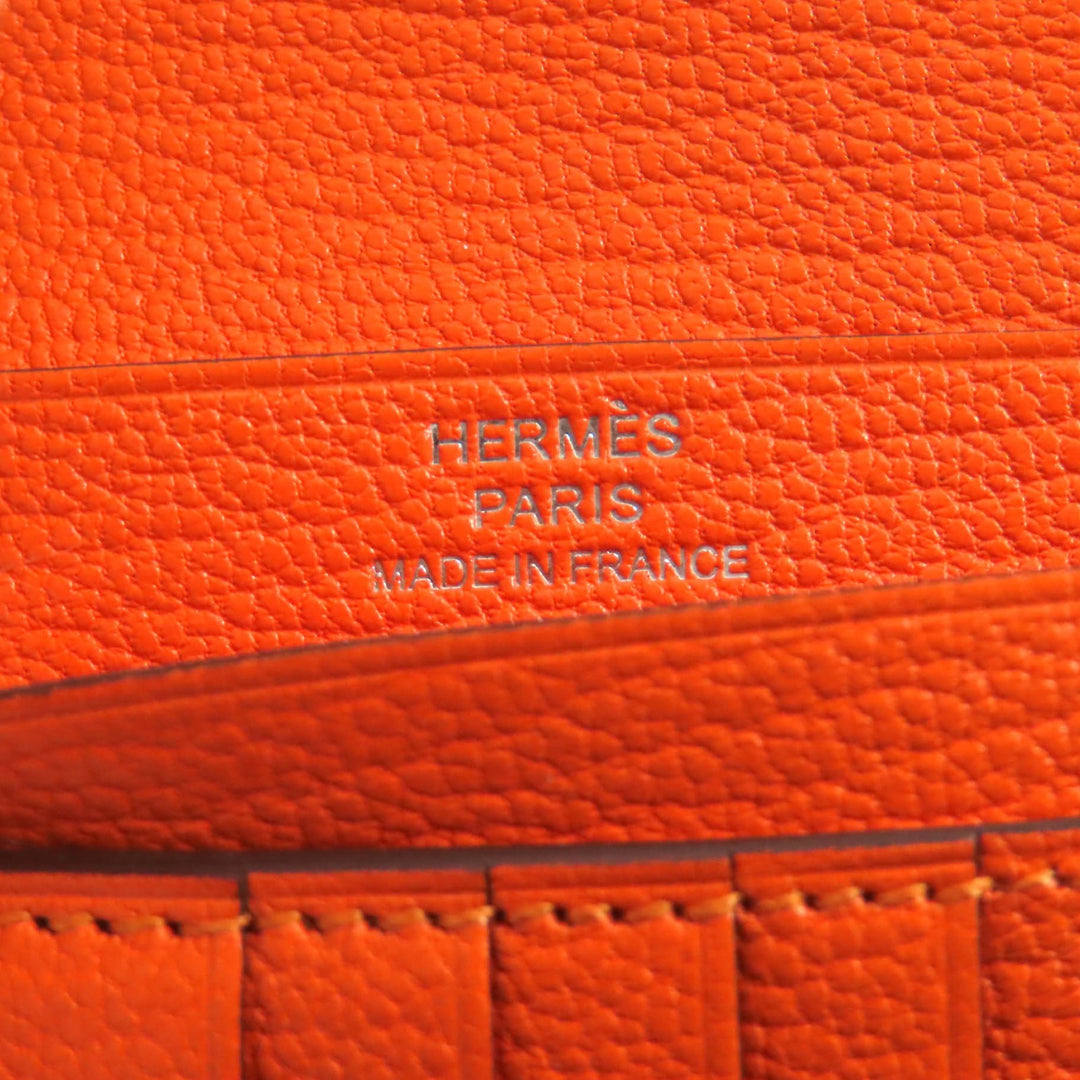 未使用品◇HERMES エルメス ベアンコンパクト シェーブル シルバー金具 2025年購入 コンパクトウォレット 二つ折り財布 オレンジ W刻印