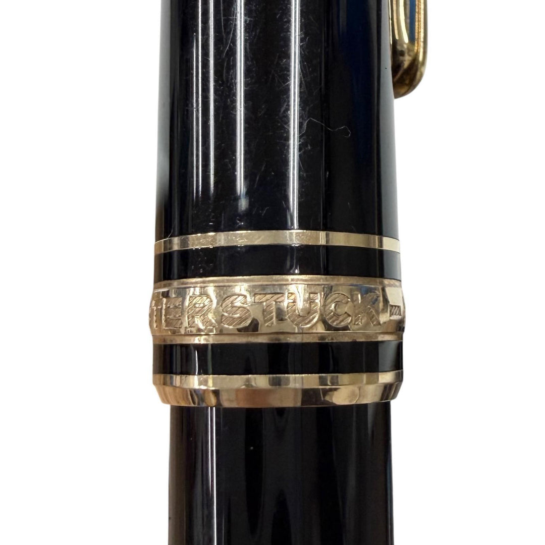 良品□MONTBLANC モンブラン マイスターシュテュック クラシック ペン先14K Fニブ キャップ式 万年筆 ブラック ゴールド ドイツ製 メンズ