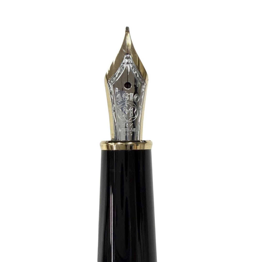 良品□MONTBLANC モンブラン マイスターシュテュック クラシック ペン先14K Fニブ キャップ式 万年筆 ブラック ゴールド ドイツ製 メンズ