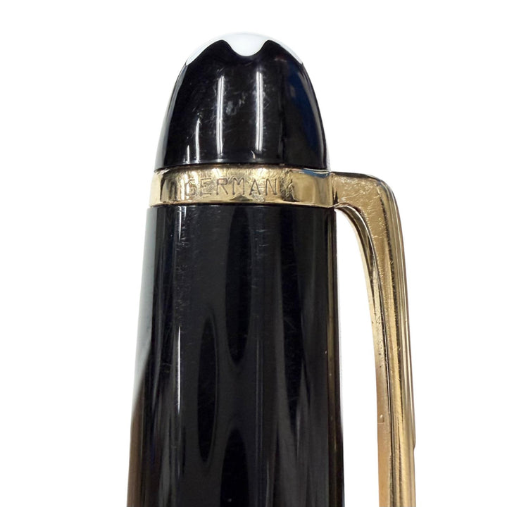 良品□MONTBLANC モンブラン マイスターシュテュック クラシック ペン先14K Fニブ キャップ式 万年筆 ブラック ゴールド ドイツ製 メンズ