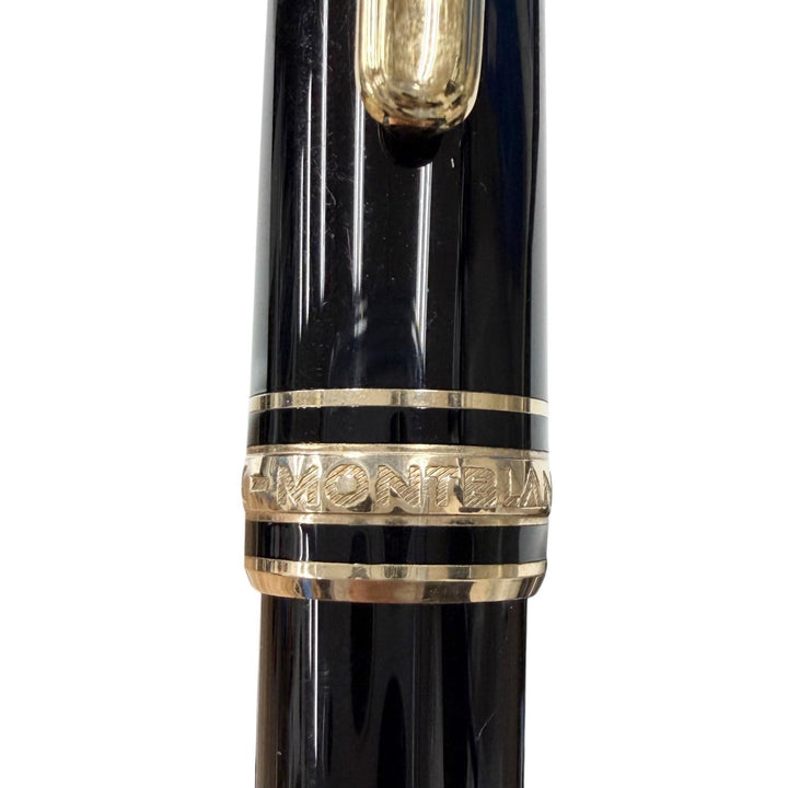 良品□MONTBLANC モンブラン マイスターシュテュック クラシック ペン先14K Fニブ キャップ式 万年筆 ブラック ゴールド ドイツ製 メンズ