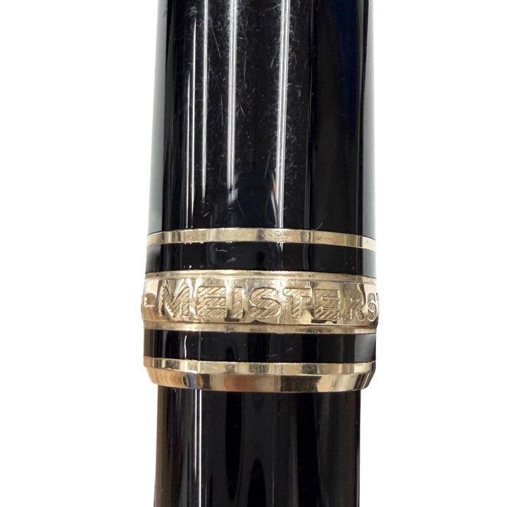 良品□MONTBLANC モンブラン マイスターシュテュック クラシック ペン先14K Fニブ キャップ式 万年筆 ブラック ゴールド ドイツ製 メンズ