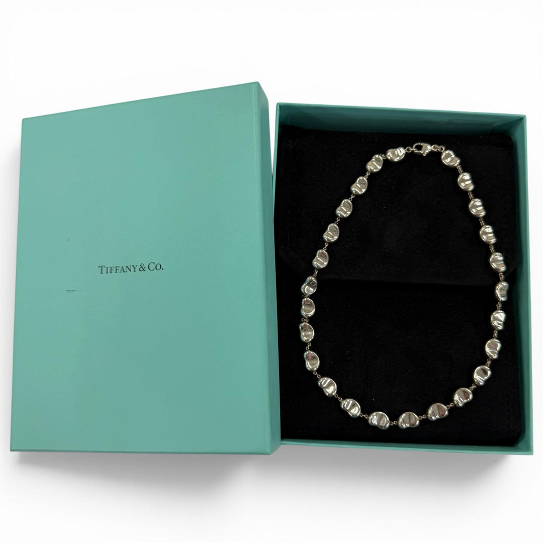 美品☆TIFFANY&amp;Co. ティファニー エルサペレッティ ビーン デザイン 925 ネックレス シルバー 重量30.9g レディース 箱・保存袋付き