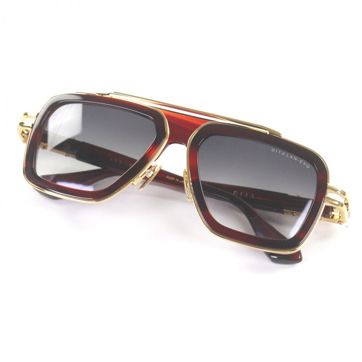 極美品□DITA ディータ DTS403 LXN-EVO ツーブリッジ サングラス アイウェア レッド ゴールド 54□19-145 デモレンズ 日本製 定価169400