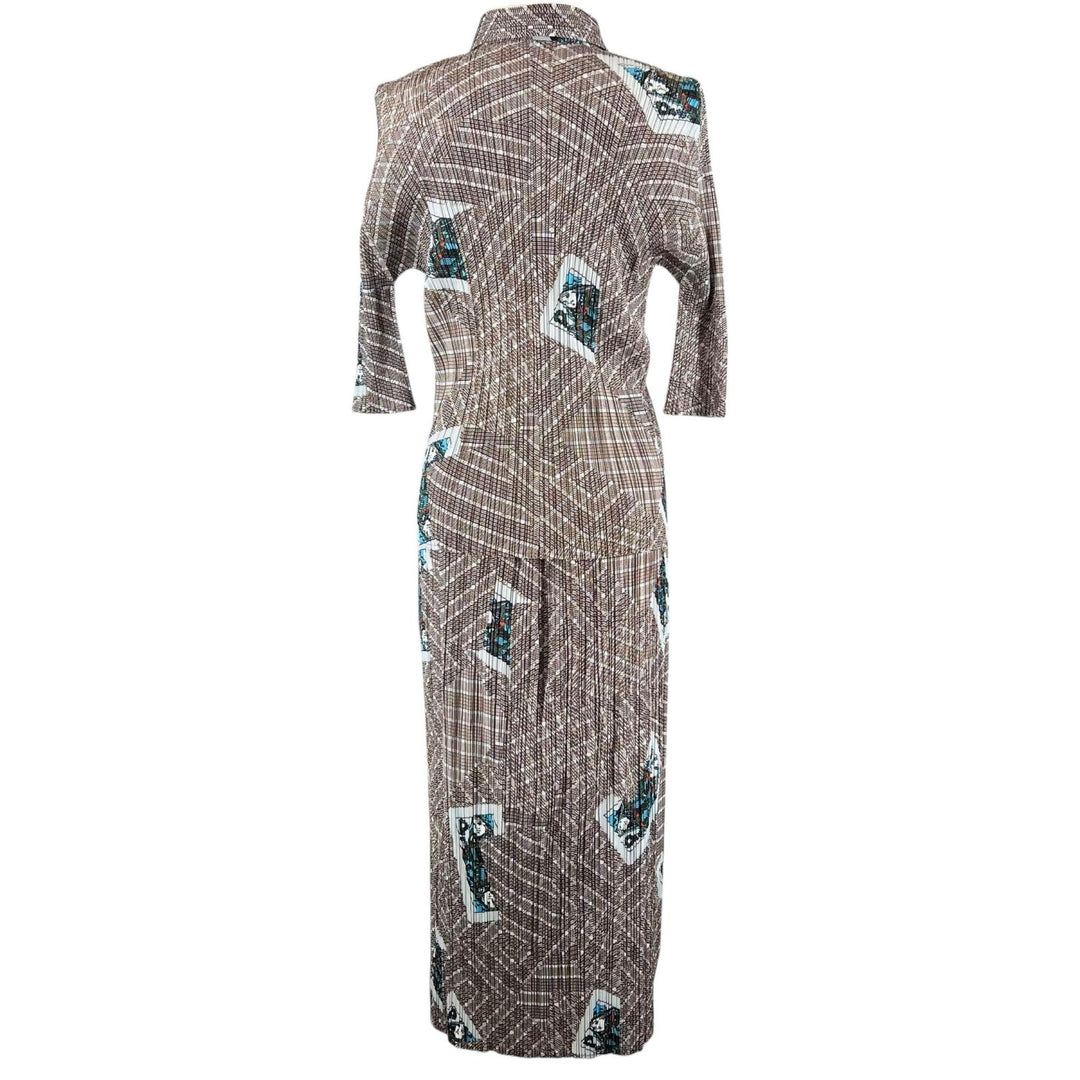極美品▲PLEATS PLEASE プリーツプリーズ イッセイミヤケ PP73-JJ793 PP73-JG795 総柄 セットアップ マルチカラー 3 日本製 正規品